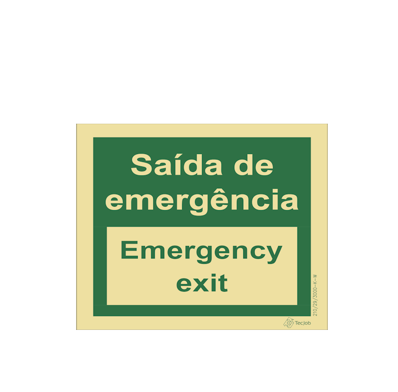 Sinalética Saída de Emergência/ Emergency Exit em Texto - E0062