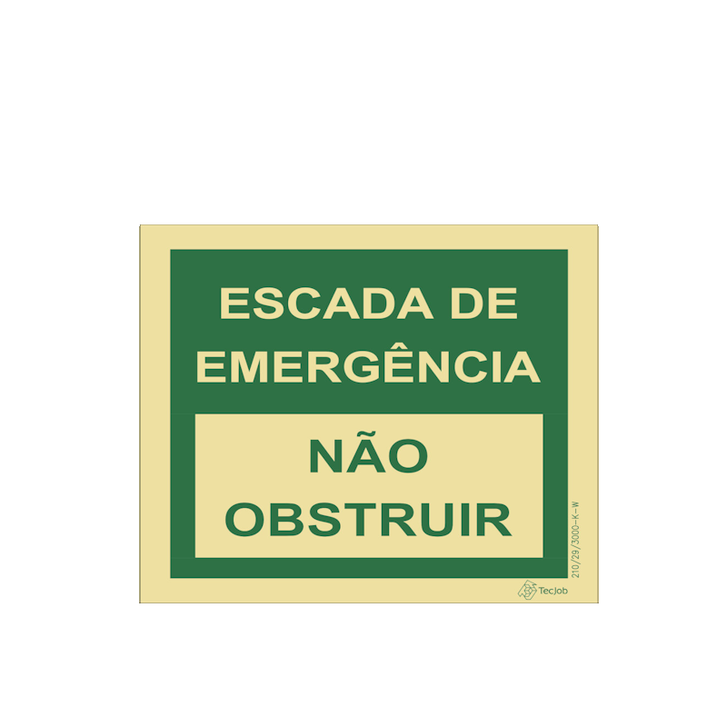 Sinalética Escada de Emergência/ Não obstruir em Texto - E0065