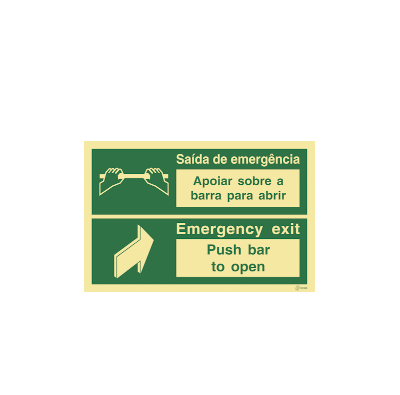 Emergency Exit Signage - Push Bar to Open - E0372