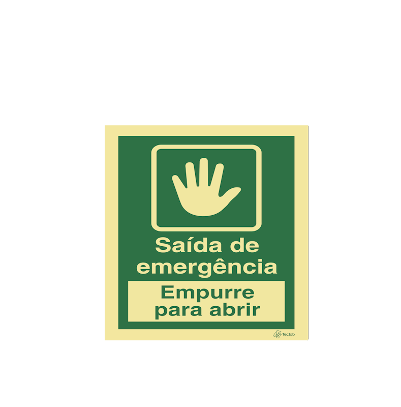 Sinalética Saída de Emergência. Empurre para Abrir - E0430