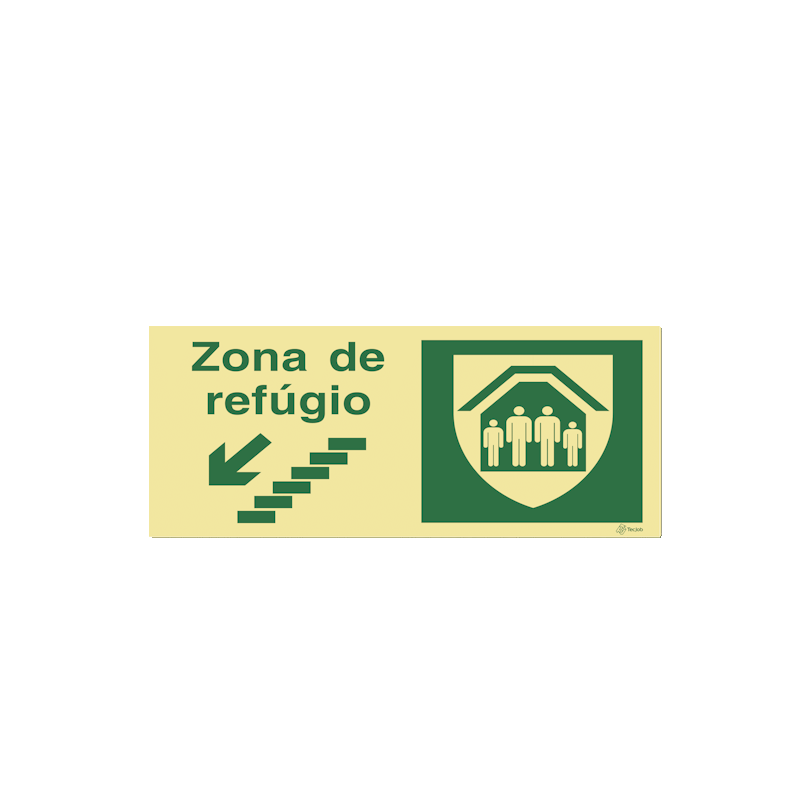 Sinalética Zona de Refúgio Descer à Esquerda - E0482