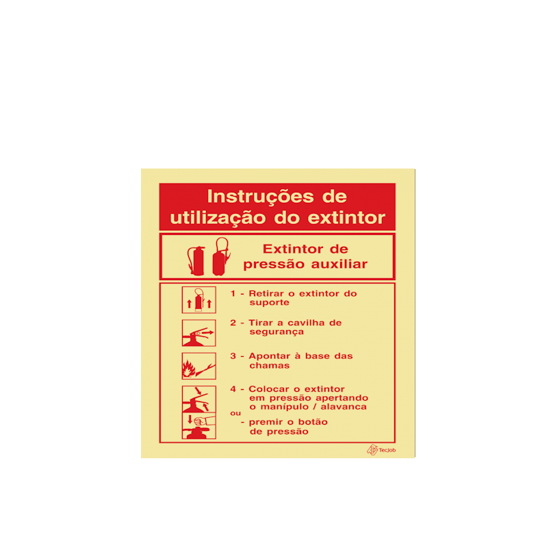 Sinalética Instruções de Utilização do Extintor de Pressão Auxiliar - I0081