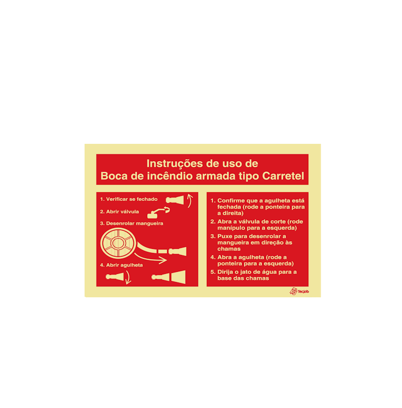 Sinalética Instruções de Uso de Boca de Incêndio Armada Tipo Carretel - I0101