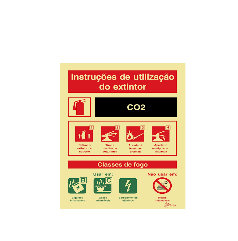 Sinalética Instruções de Utilização de Extintor CO2 - I0119