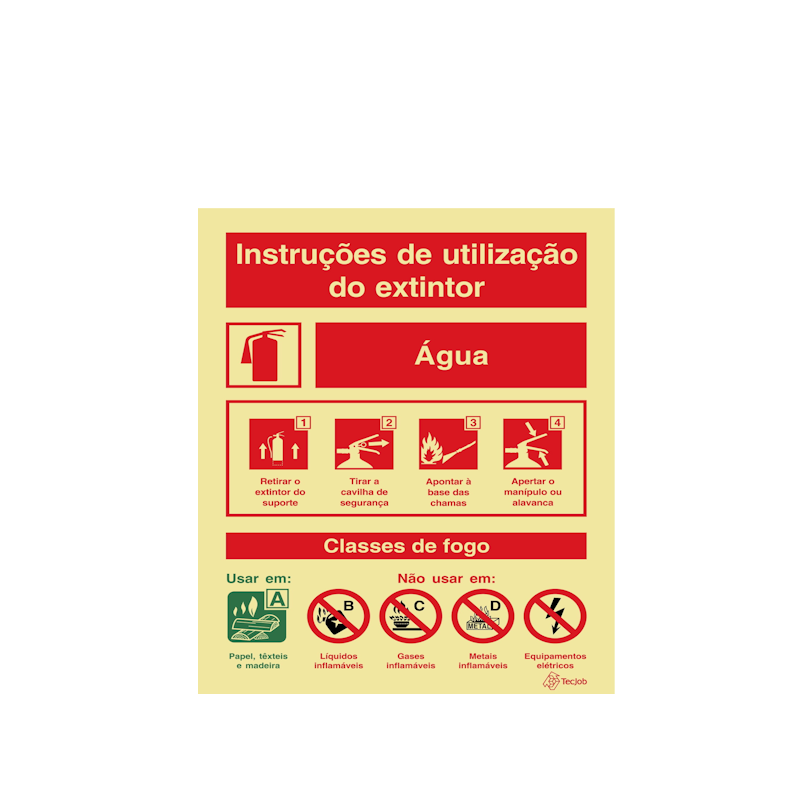Sinalética Instruções de Utilização do Extintor Água - I0121