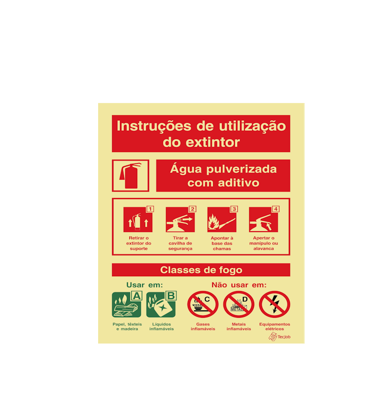 Sinalética Instruções de Utilização Extintor Água Pulverizada com Aditivo - I0122