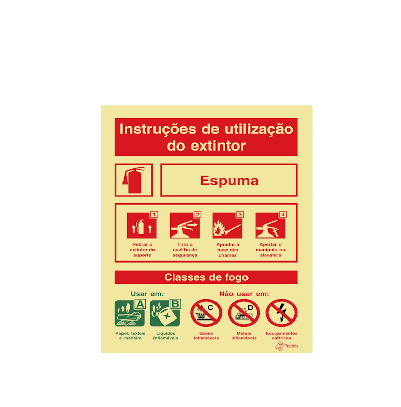 Sinalética Instruções de Utilização Extintor Espuma - I0125