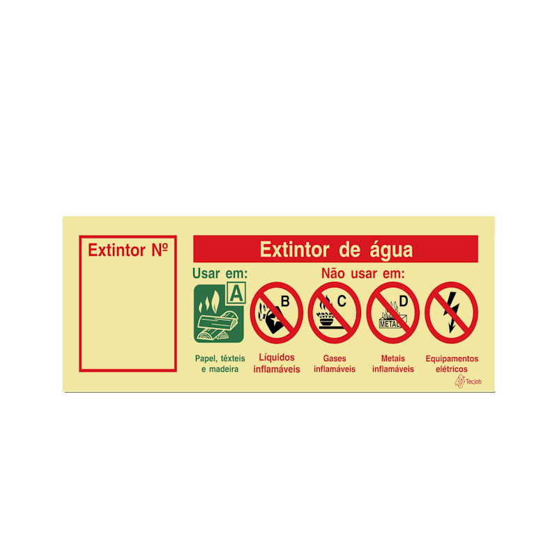 Sinalética Extintor de Água (com Espaço para Número) - I0151