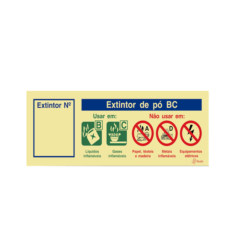 Sinalética Extintor de Pó BC (cpm Espaço para Número) - I0164