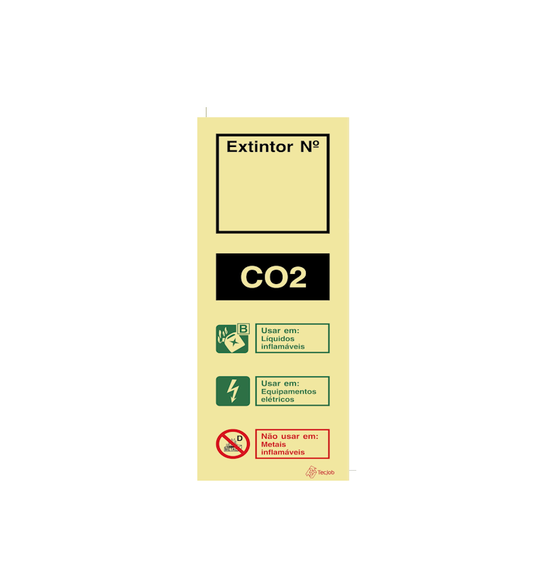 Sinalética Agente Extintor CO2 (com Espaço para Número) - I0180