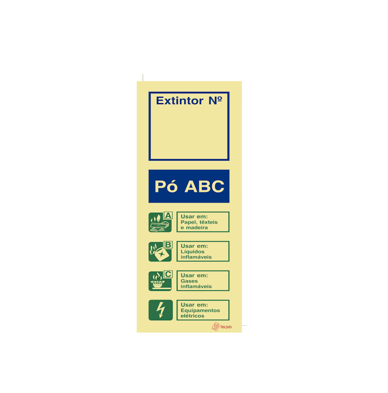 Sinalética Agente Extintor Pó ABC (com Espaço para Número) - I0181
