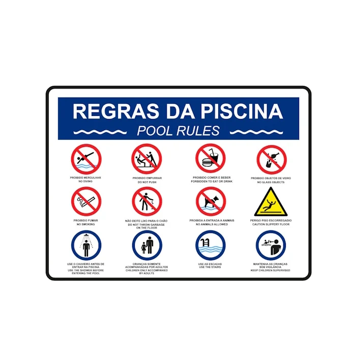Sinal de Regras da Piscina