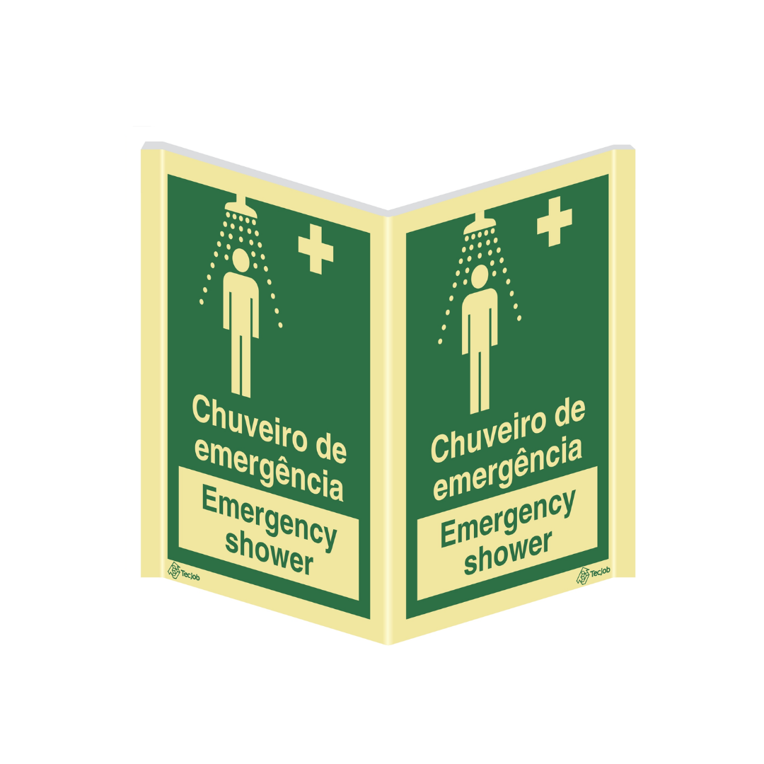 Sinalética Panorâmica Chuveiro de Emergência / Emergency Shower Vertical – PA0036
