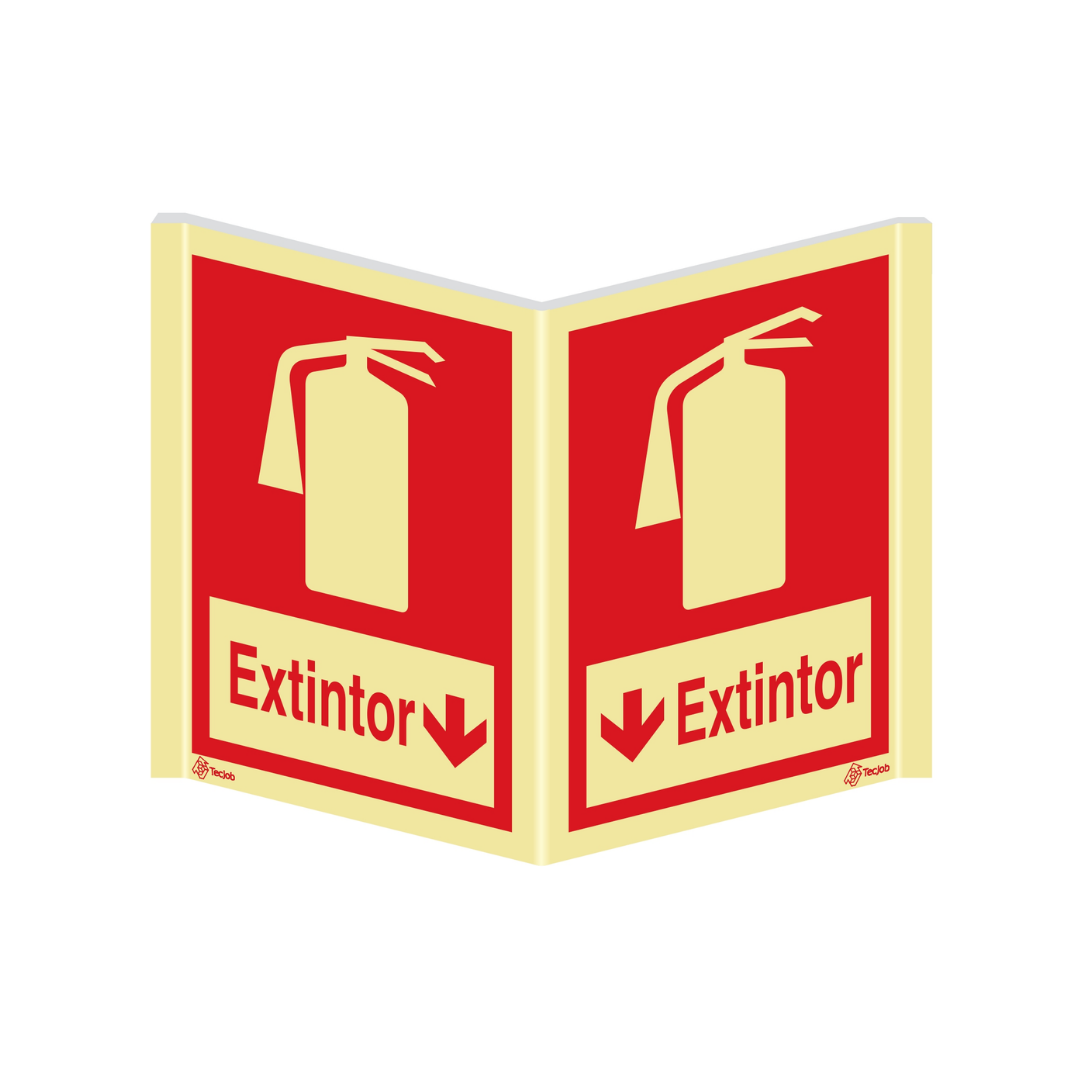 Sinalética Panorâmica Extintor com texto e seta para baixo – PA0110
