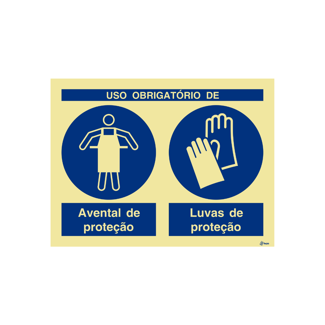 Sinalética Uso Obrigatório de Avental e Luvas de Proteção – OB0299