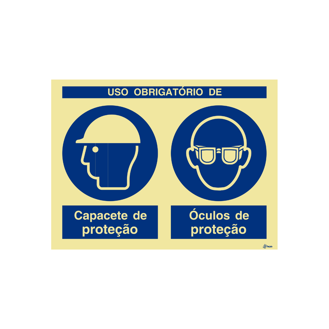 Sinalética Uso Obrigatório de Capacete e Óculos de Proteção – OB0281