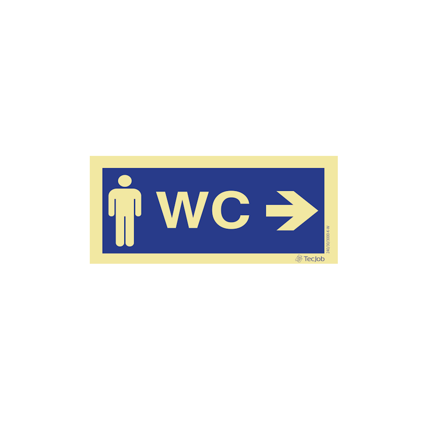 Sinalética WC Masculino com Direção à Direita – IN0296