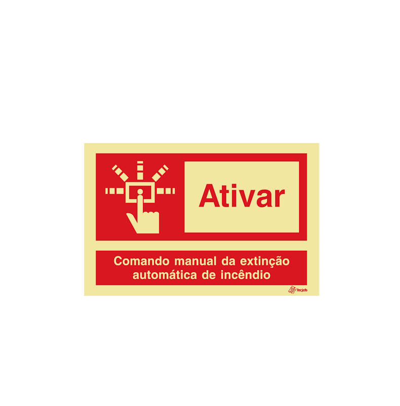 Sinalética Ativar Comando Manual de Extinção Automática de Incêndio - I0340