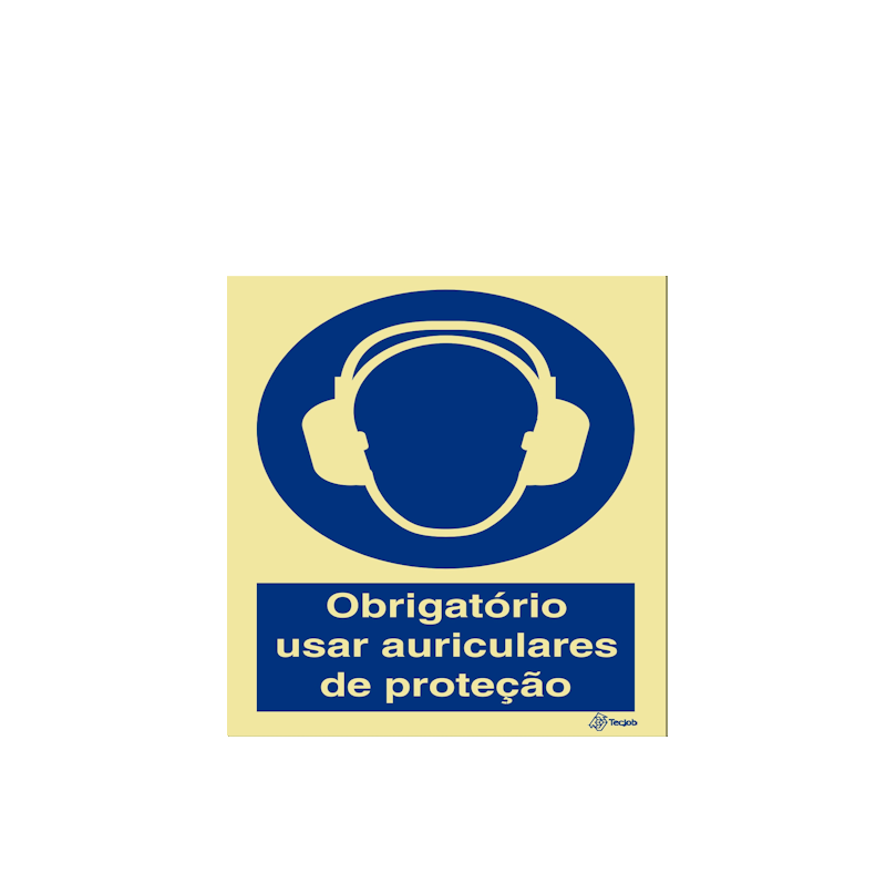 Sinalética Obrigatório Usar Auriculares de Proteção - OB0043