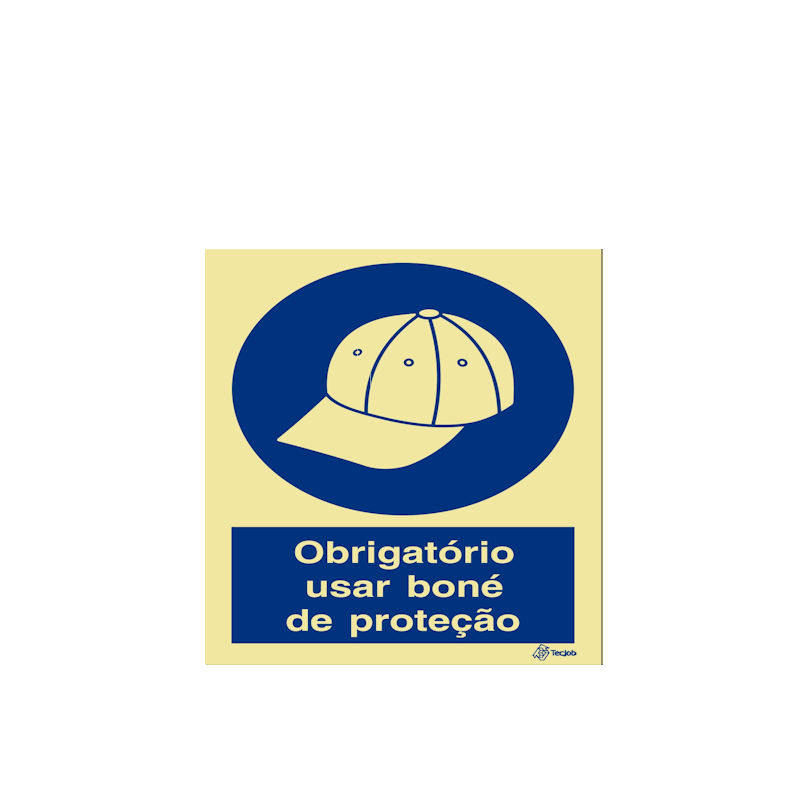 Sinalética Obrigatório Usar Boné de Proteção - OB0091