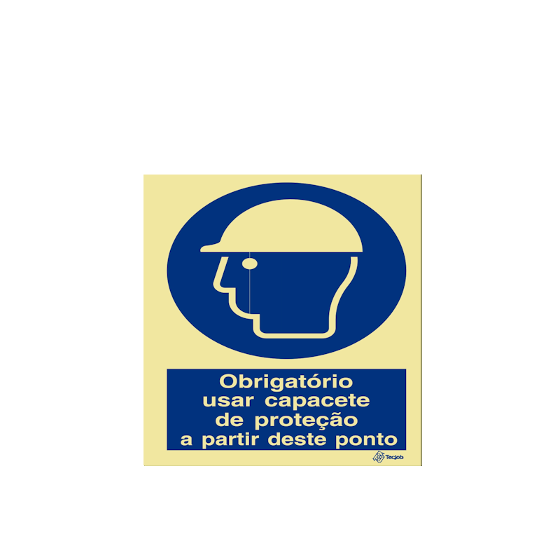 Sinalética Obrigatório Usar Capacete de Proteção a Partir Deste Ponto - OB0042